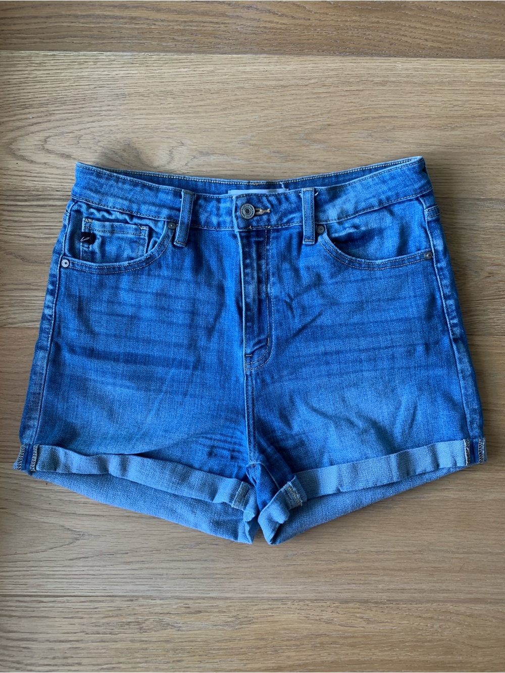 KanCan Bright Blue Rolled Hem Denim Shorts